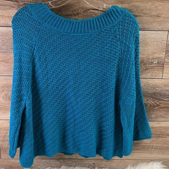 John Paul Richard Teal Cropped Crocheted One Button Open Front Cardigan Size L - Picture 6 of 6